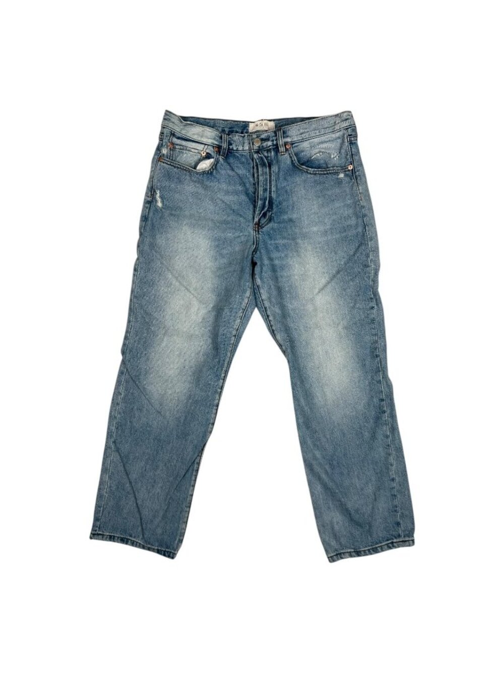 We The Free Mom Jeans Women's 31 Blue Light Wash High Rise Button Fly Relaxed